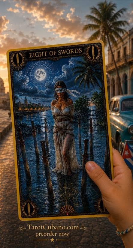 Eight of Swords Tarot Cubano